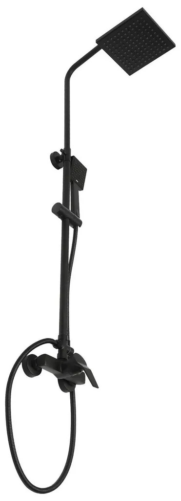 Ensemble de douche noir avec barre réglable et deux modes de jet d'eau