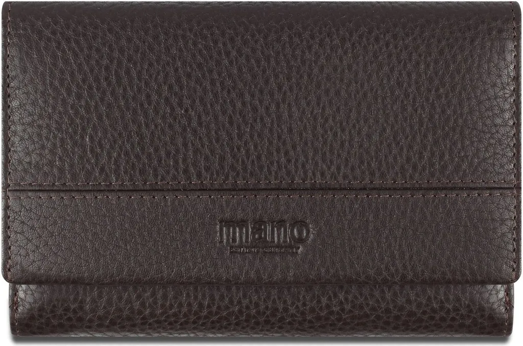 Porte-monnaie Tout-en-un Ladies Zip Wallet en Cuir Marron Foncé Mano