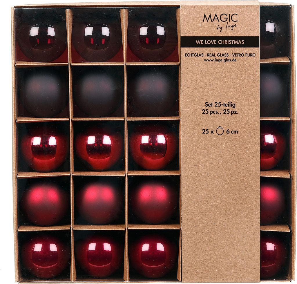 Weihnachtskugeln Glas 6cm 25er Set - Smooth Port teils transparent