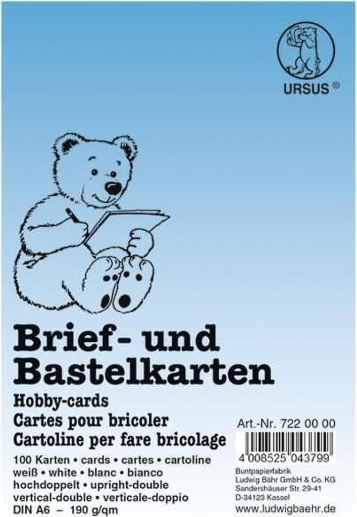 Briefkarten A6 hoch doppelt VE=100 Stück weiß Produktbild 