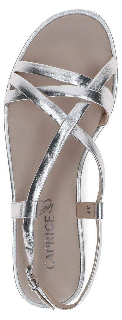 Caprice Damen Sandale aus Leder mit Slingback-Riemen 9-28100-44, Größe:37 EU, Farbe:Silber