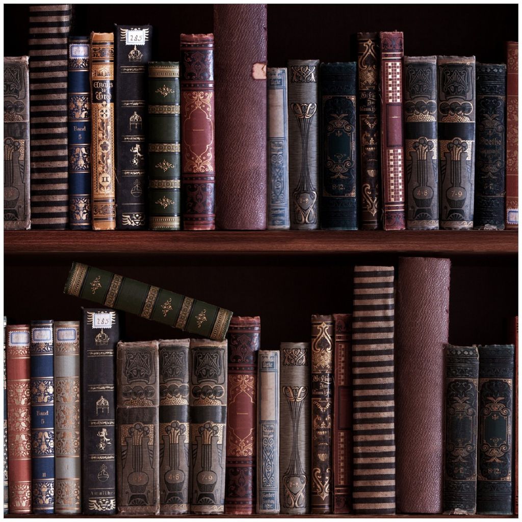 Wallario Premium Glasbild, freischwebende Optik, kräftige Farben, Größe 30 x 30 cm Motiv Bücherregal mit alten Büchern