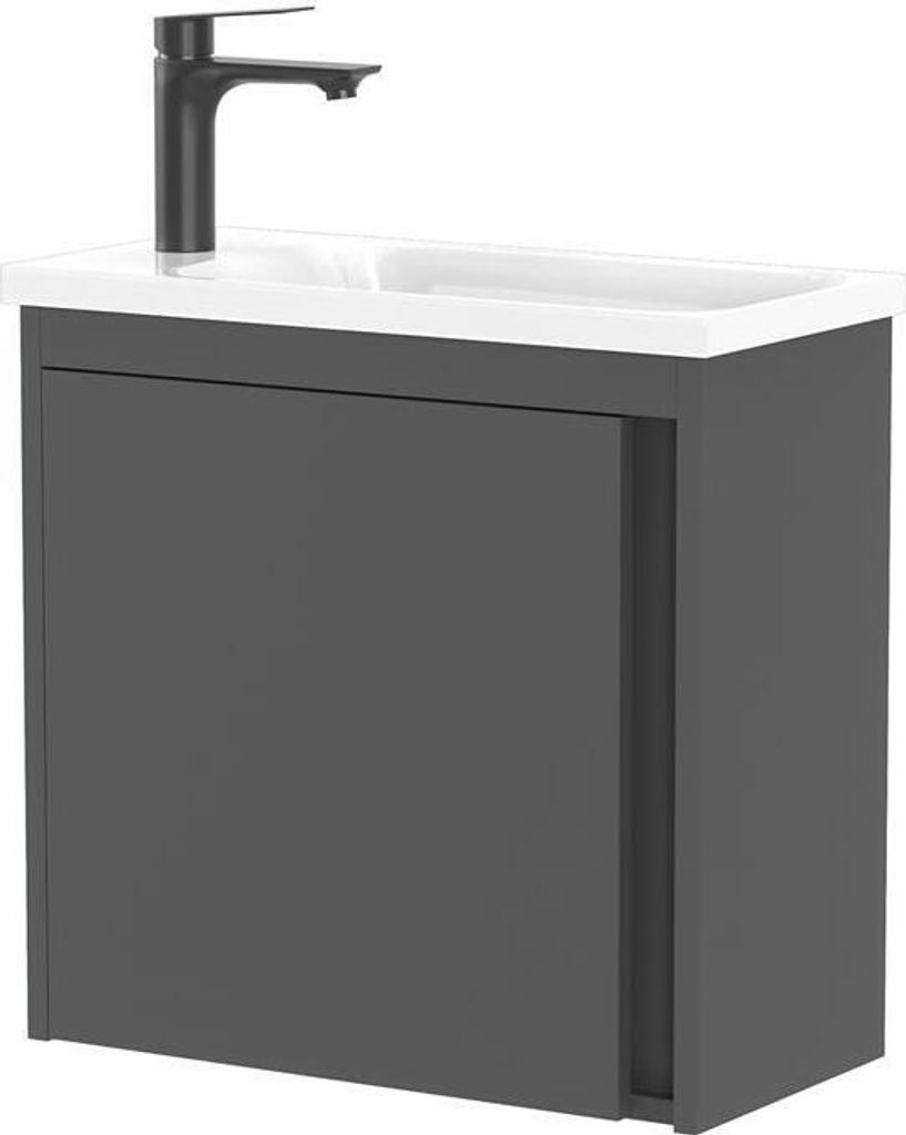 Planetmöbel Badmöbel Set 2-teilig Waschbecken mit Unterschrank 50cm Grau matt