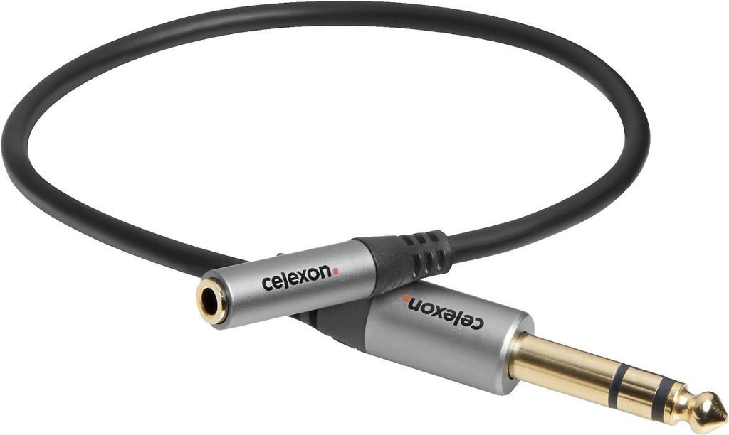 celexon 6,3mm Stereo Klinke auf 3,5mm Stereo Klinke M/F Audioadapter 0,25m- Professional Line