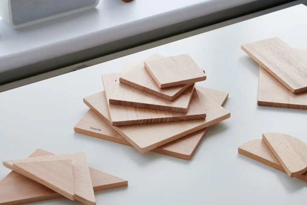 TickiT Panneaux de Construction Carrés en Bois Architecte 4 Pièces