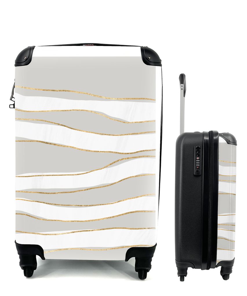 MuchoWow Koffer Handgepäck Trolley Rollkoffer Kleine Reisekoffer mit 4 Rollen - Linie - Abstrakt - Muster - Cabin Size < 55x40x23 cm & 55x40x20 ...