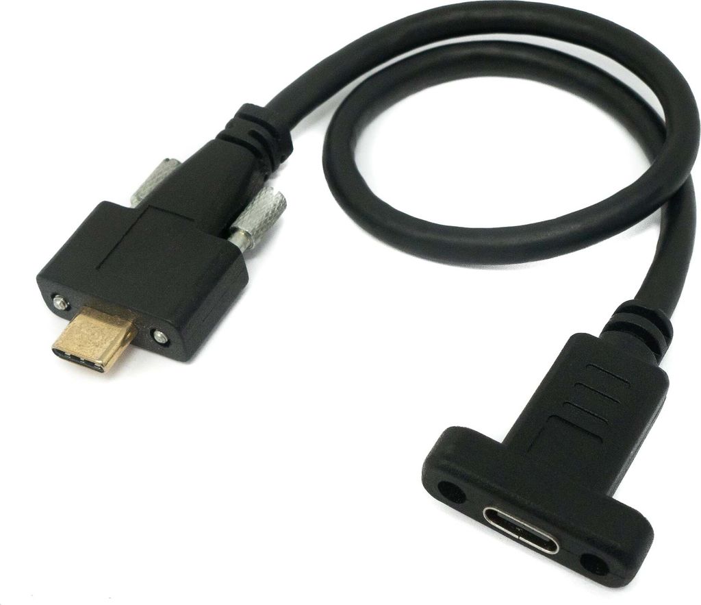SYSTEM-S USB 3.1 Gen 2 Kabel 30 cm Typ C Stecker zu Buchse Schraube in Schwarz