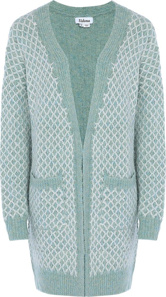 SIDONA damen pullover - mint weiss, M/L