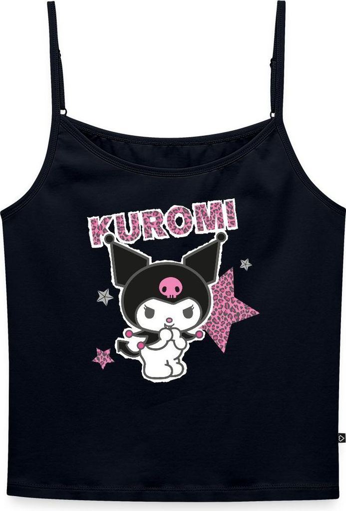 Spreadshirt Kuromi Mit Schriftzug Leo Stil Frauen Spaghetti Tank Top, L, Navy