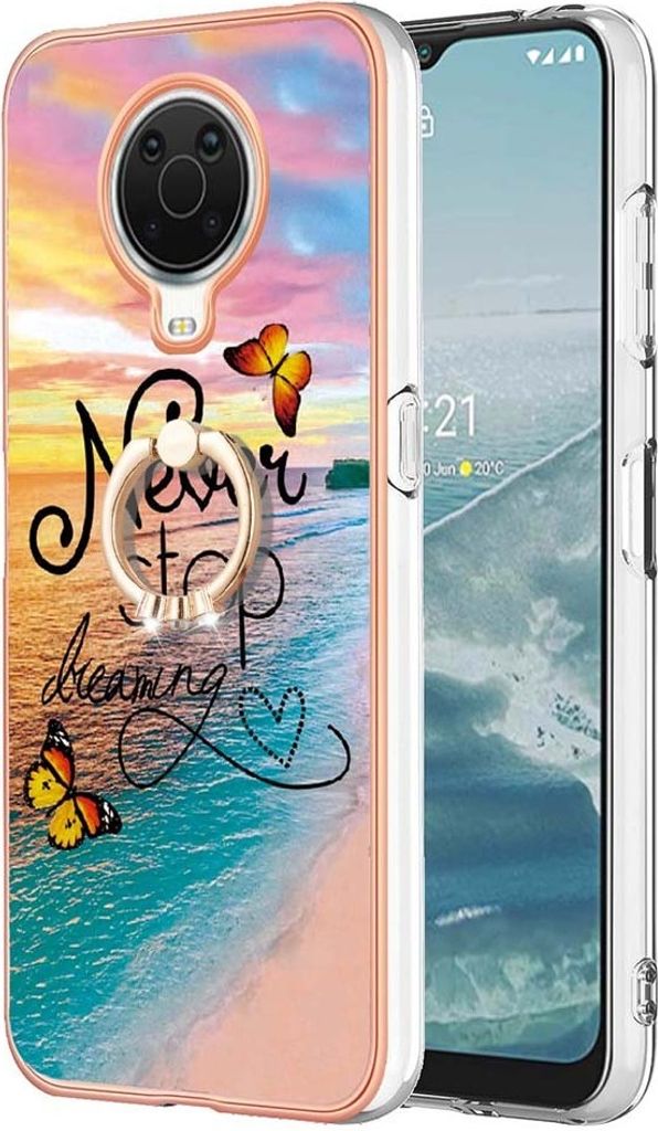 Hülle für Nokia G20 / G10 Muster TPU Silikon Stoßdämpfer Bumper Schutzhülle mit Ring Ständer Gold