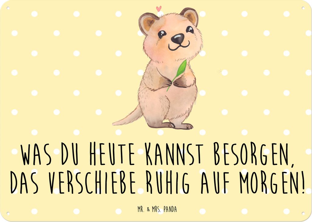 Mr. & Mrs. Panda Schild Quokka Happy DIN A5 - Gelb Pastell Produktbild 
