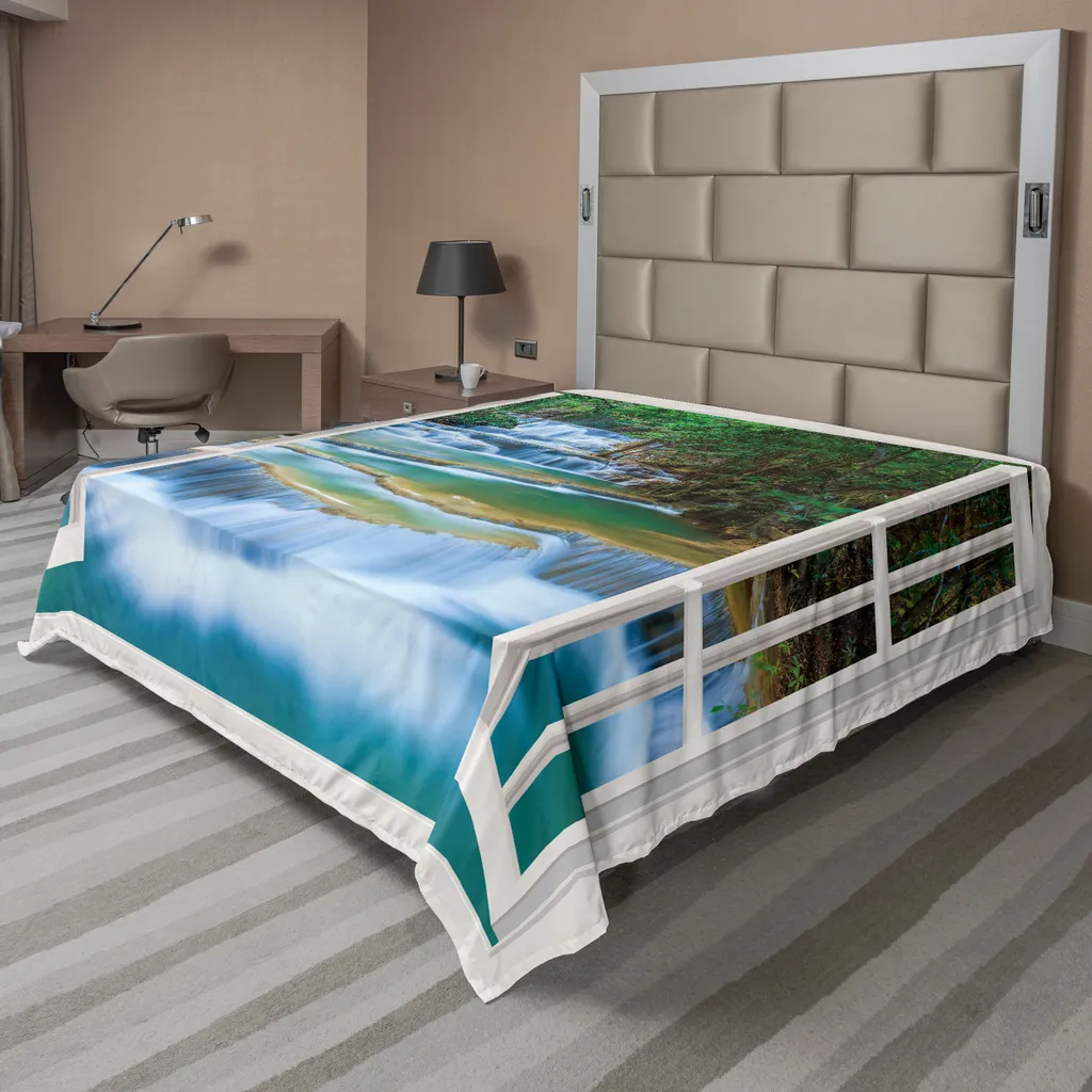 Drap de lit infroissable et ultra doux Motif Rivière Forêt 275x260cm