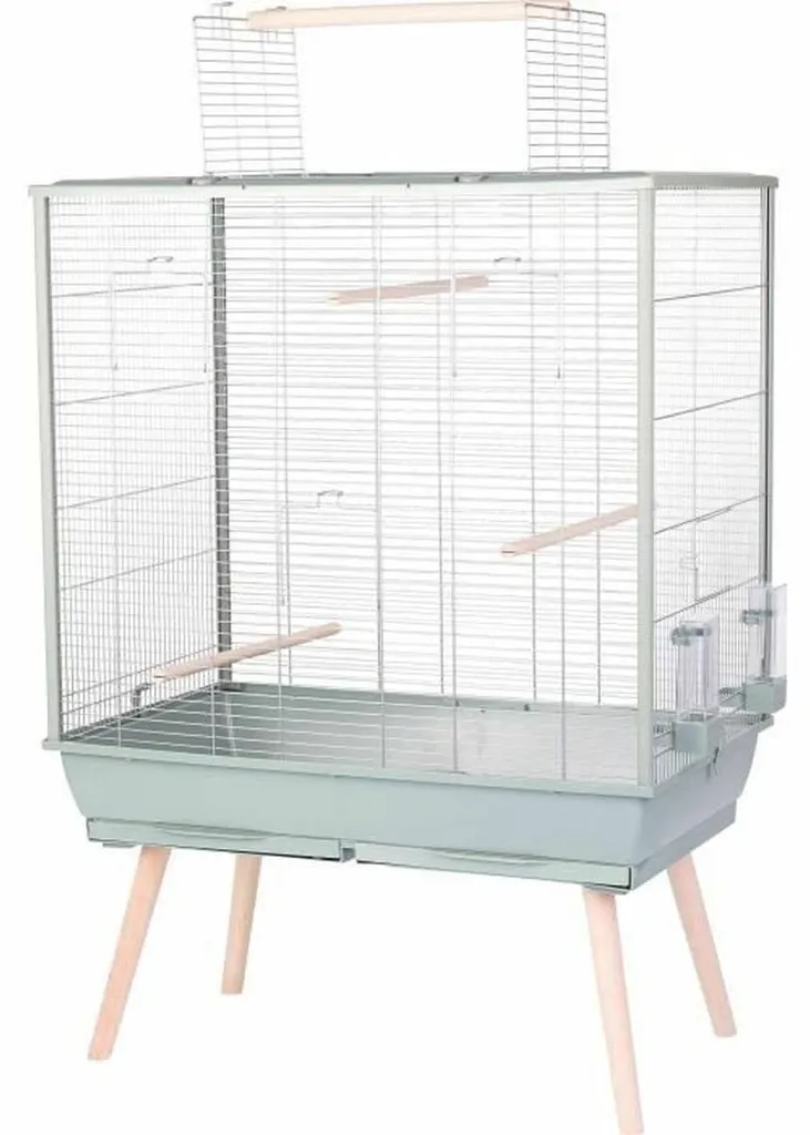 Cage Zolux verte 130 cm de haut avec tiroir de nettoyage et roulettes