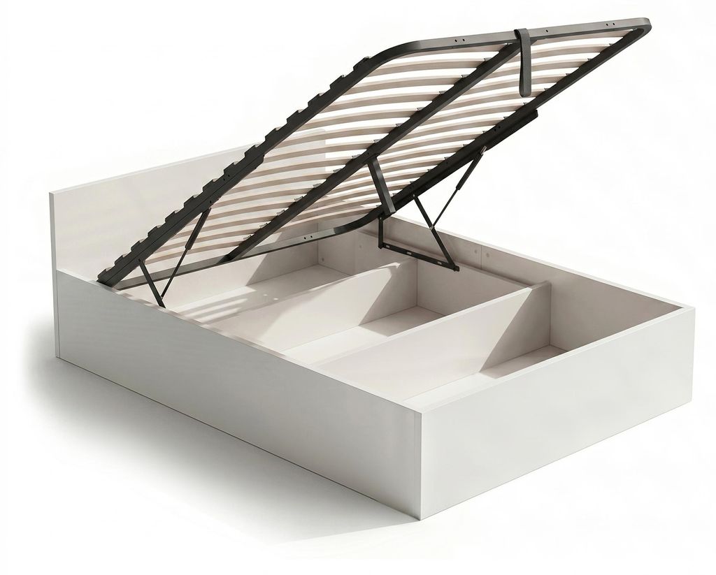 Bett mit Bettkasten 120x200 cm Metalllattenrost aufklappbar Produktbild 
