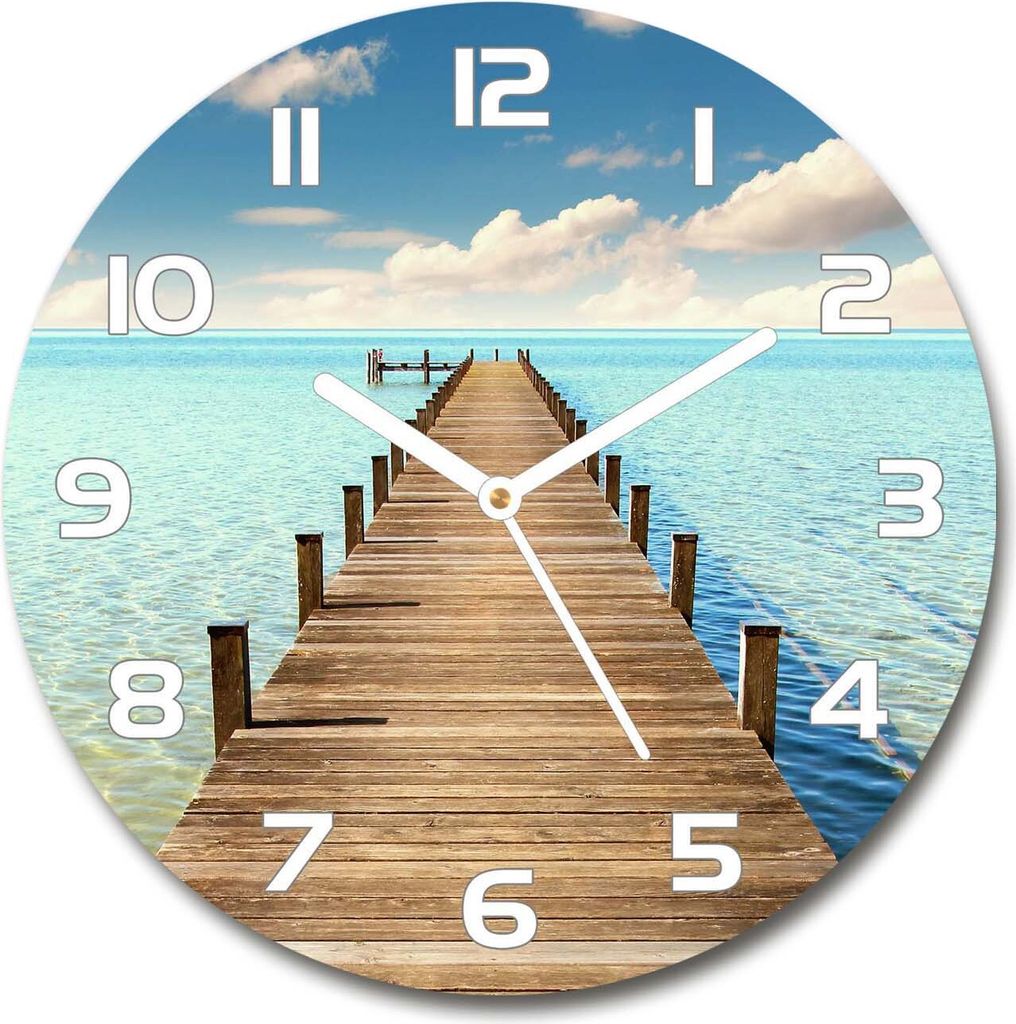 Wanduhr aus Glas 30fi Glasbild Glasuhr Gehärtetes Glas - weisse-zeiger - Wooden pier