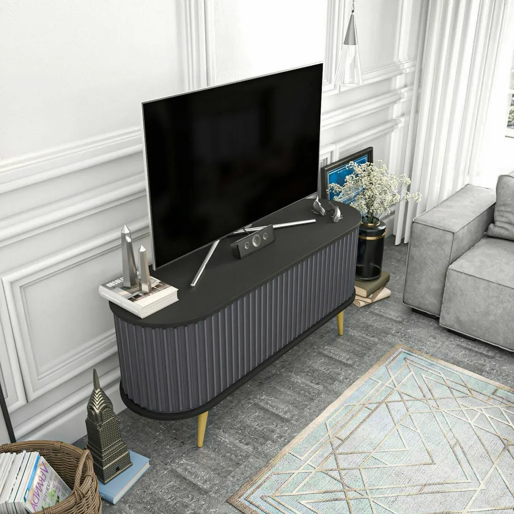 Meuble TV Noir Bailu 140cm : Solution de Rangement pour Petit Espace - 2