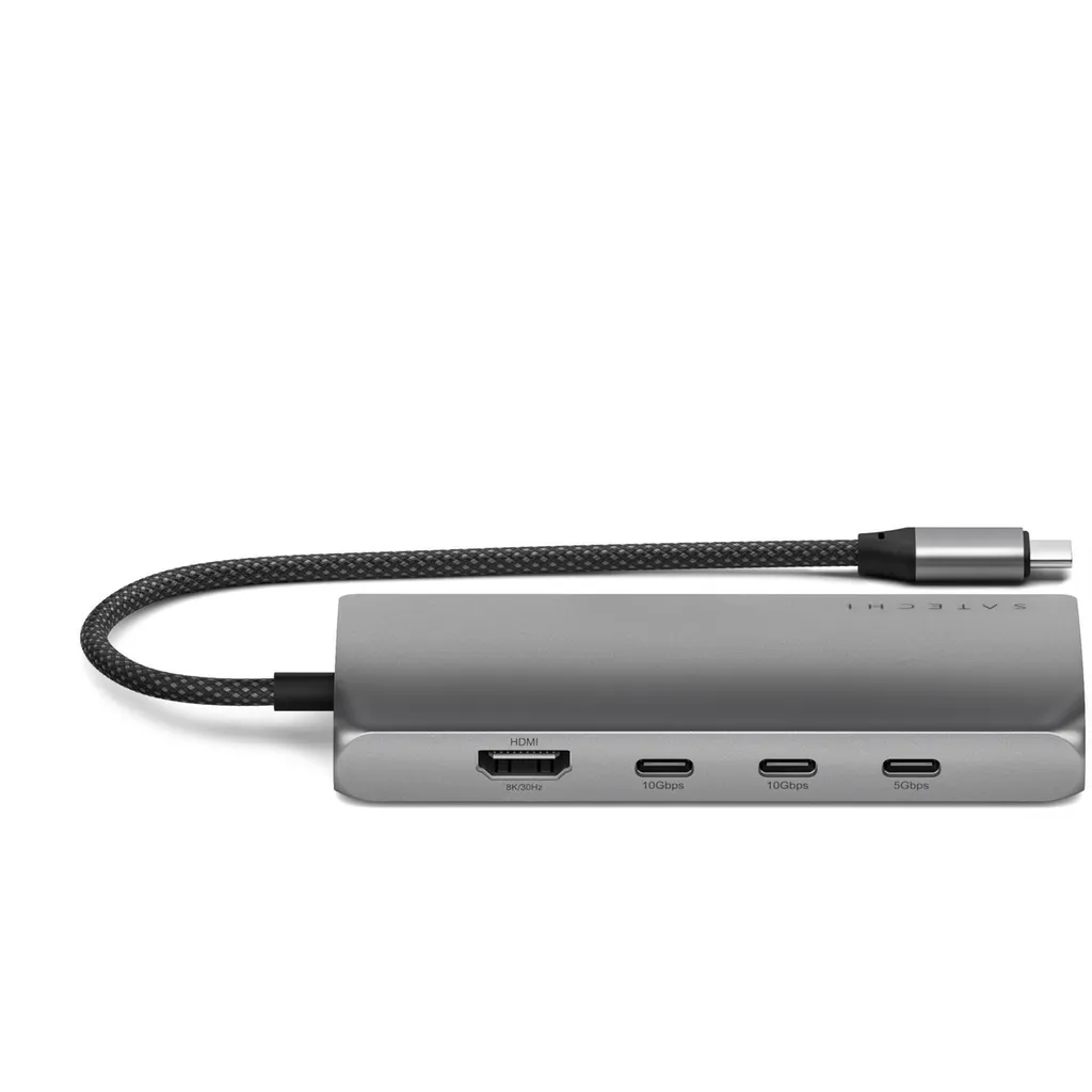 Adaptateur Satechi USB-C Multiport 8K Ethernet avec PD 100W Gris Sidéral