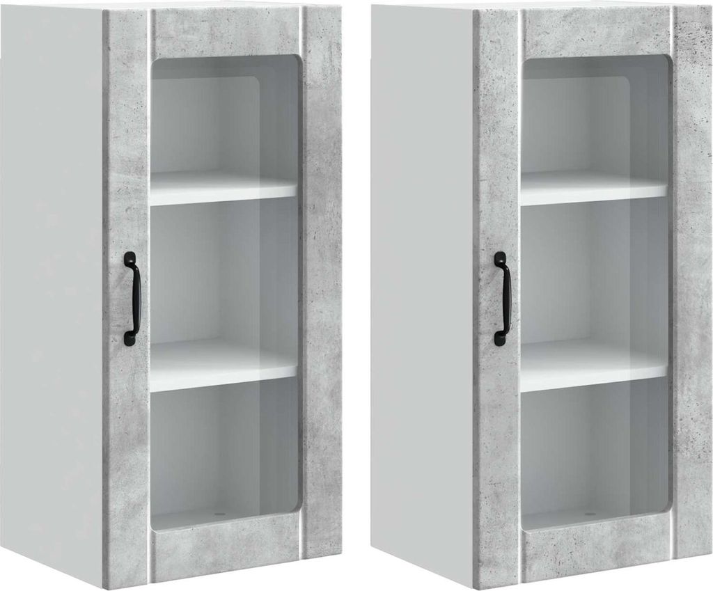 Wandglas-Schrank PORTO 2 pcs Beton Grau 40 x 31 x 80 cm