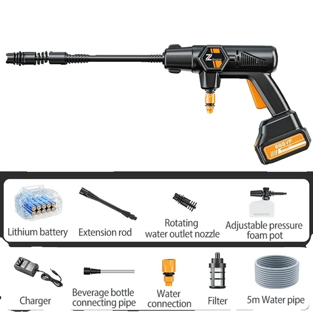 Pistolet de lavage auto sans fil 30000mAh à autonomie prolongée