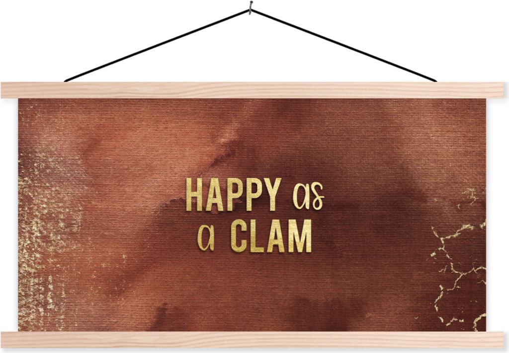 MuchoWow Textilposter Zitat - Muschel - Gold - Roségold 60x30 cm mit holzfarbenen Rahmen - Dekoration