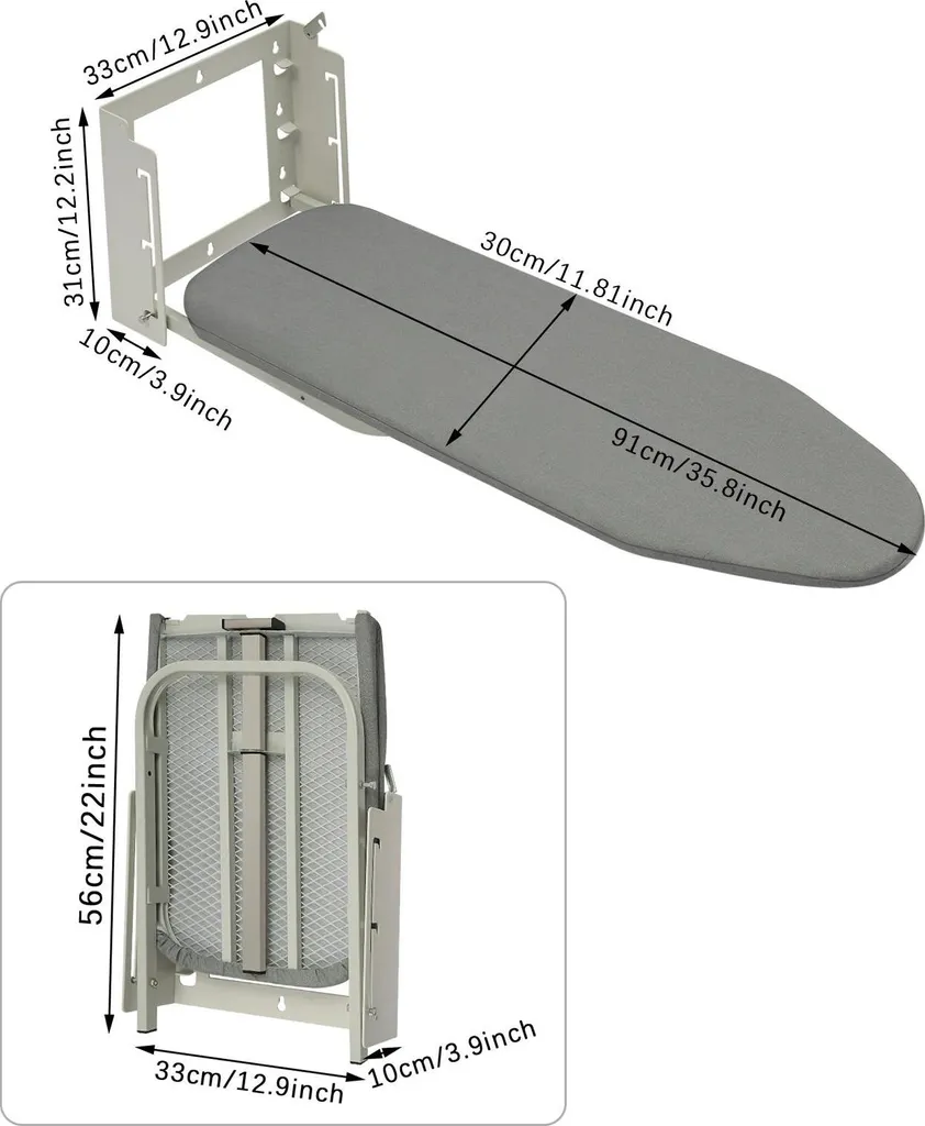 Table à repasser murale pliable et réglable avec structure en tube de fer - 3
