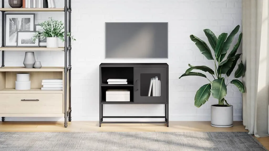 Mobiletto TV vidaXL in Acciaio Nero 68x39 cm - Pratico e Solido - 3