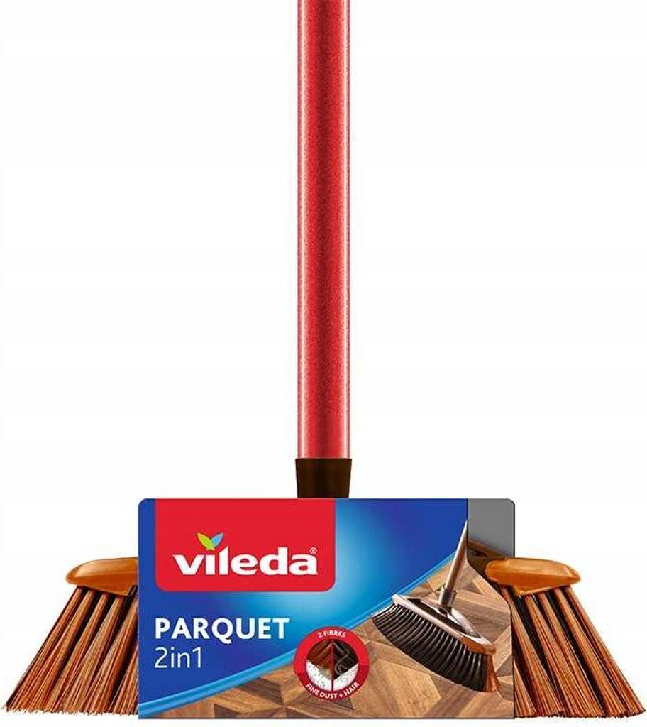 Vileda Parkettbürste 2-in-1 mit dünnsten Borsten für Parkett und Holzböden