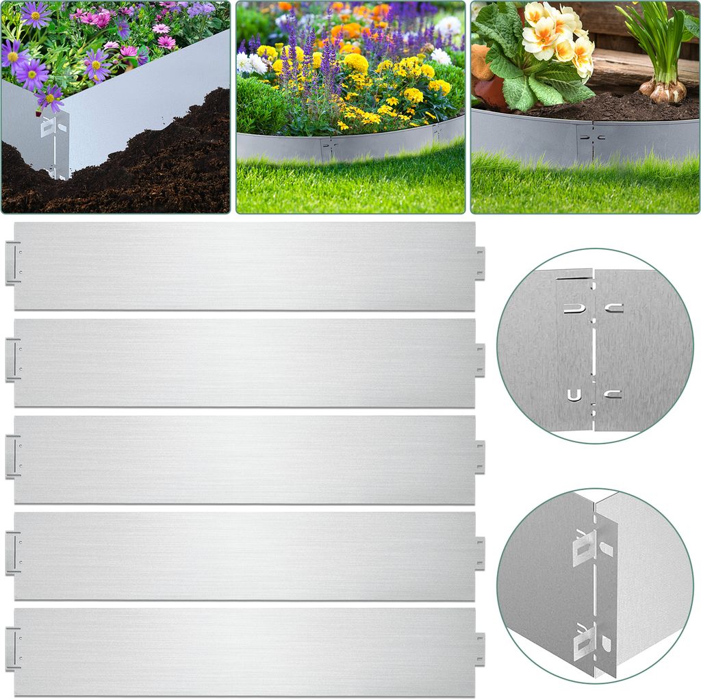 Clanmacy Rasenkante Metall Beeteinfassung Beetumrandung Mähkante Palisade Beetrand 100x15cm 20m