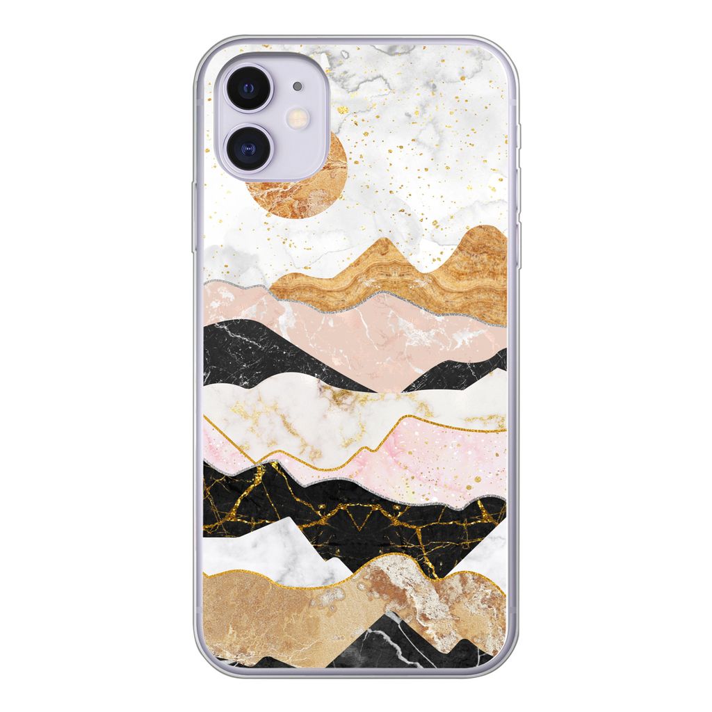MuchoWow Handyhülle Schutzhülle Hülle für iPhone 11 Marmor - Gold - Pastell Silikon Softcase Handy Hülle - Handytasche