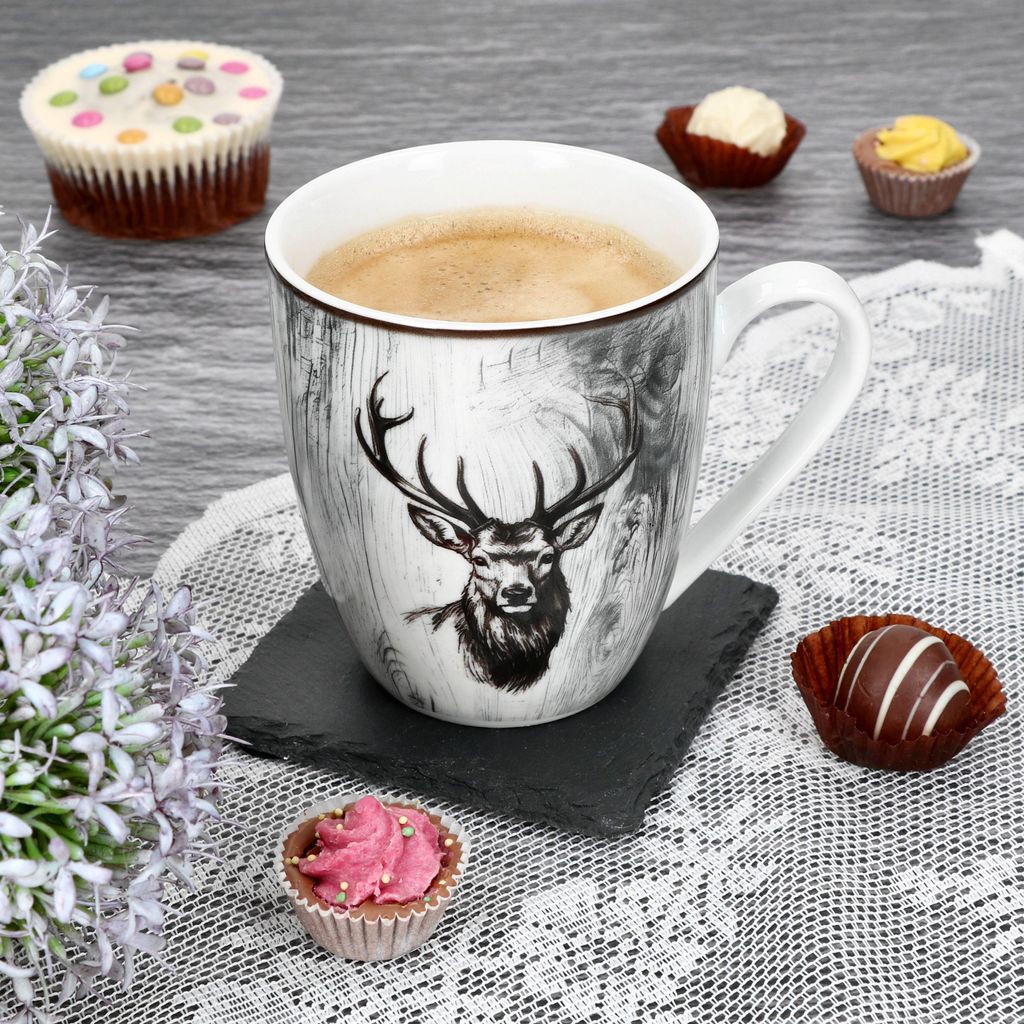 6er Set Alois Kaffeebecher 350ml Porzellan-Tassen 6