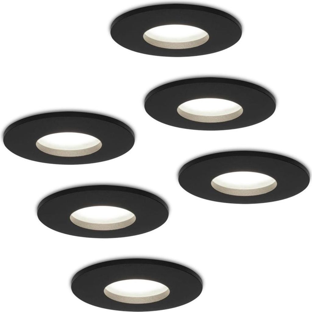 hoftronic LED Einbaustrahler 4W 6500K IP44 Schwarz 6er Set