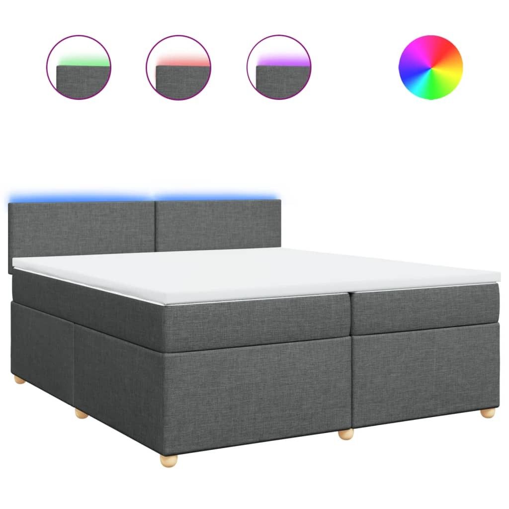 vidaXL Lit boxspring avec matelas gris foncé 200x200 cm Image du produit 