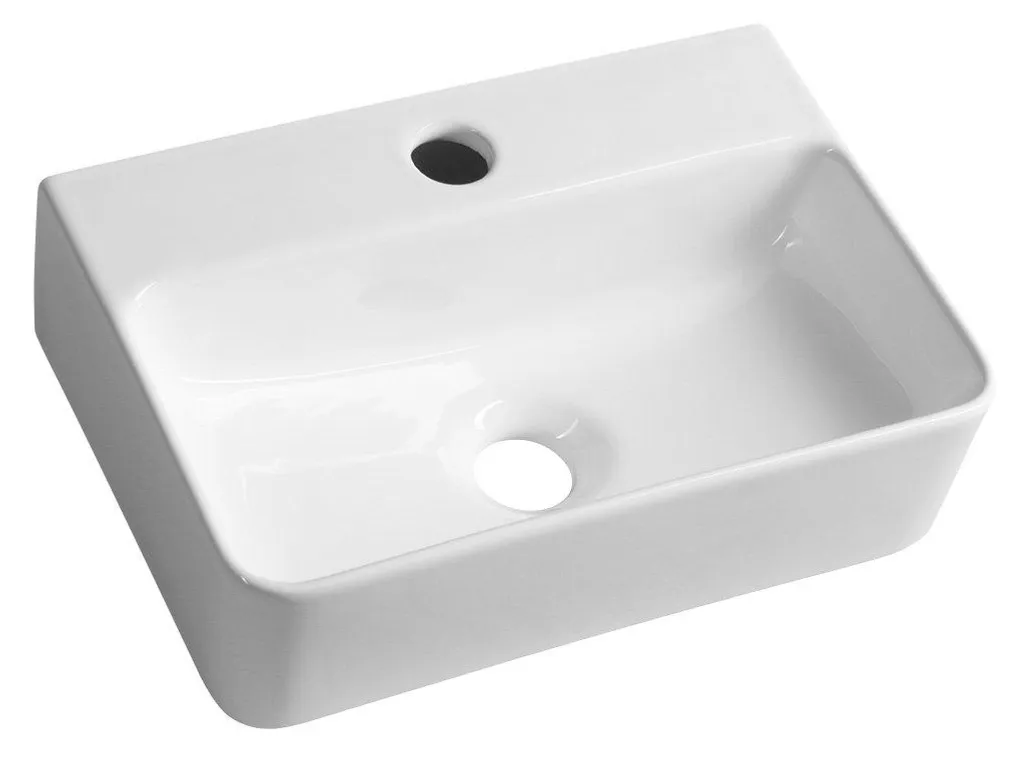 Lavabo GERDA 36x25: Lavandino Bagno Ceramica Bianca Facile Montaggio