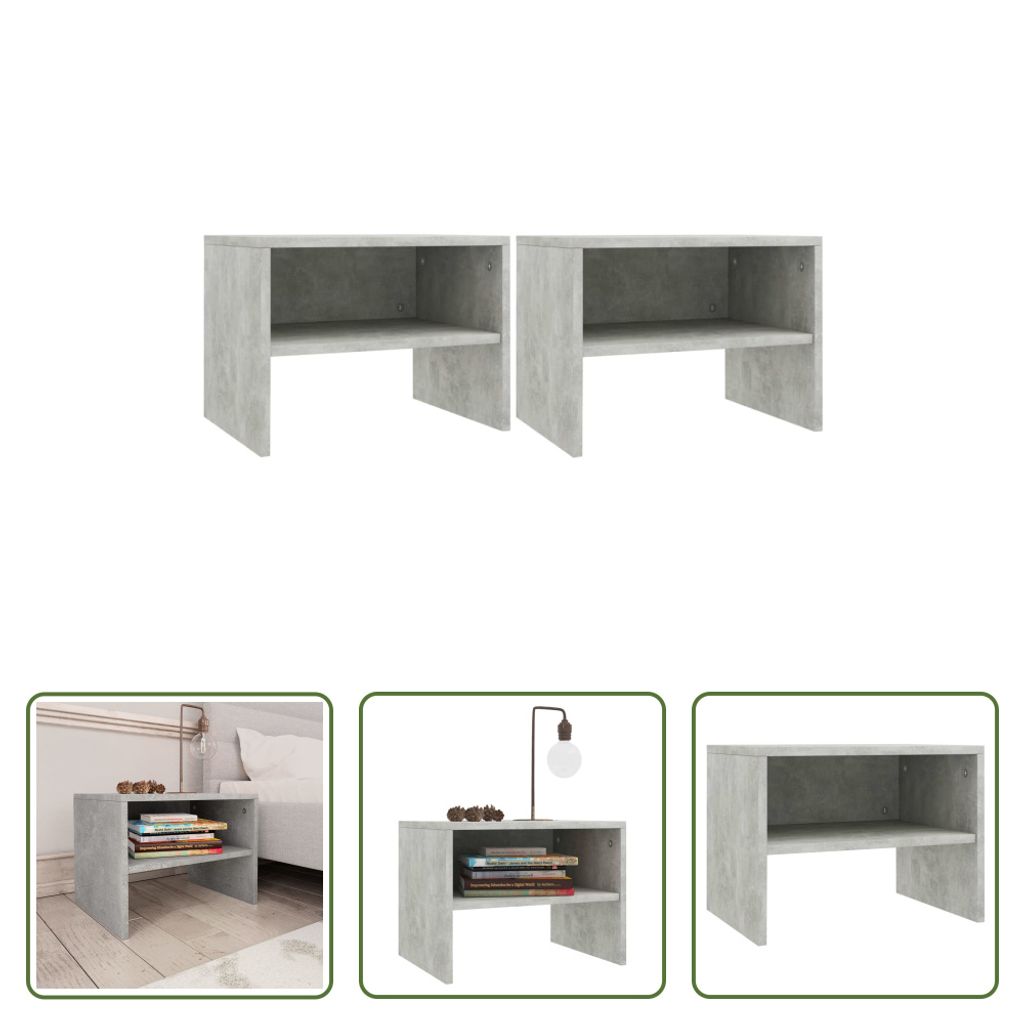The Living Store Nachttische 2 Stk. Betongrau 40x30x30 cm Holzwerkstoff