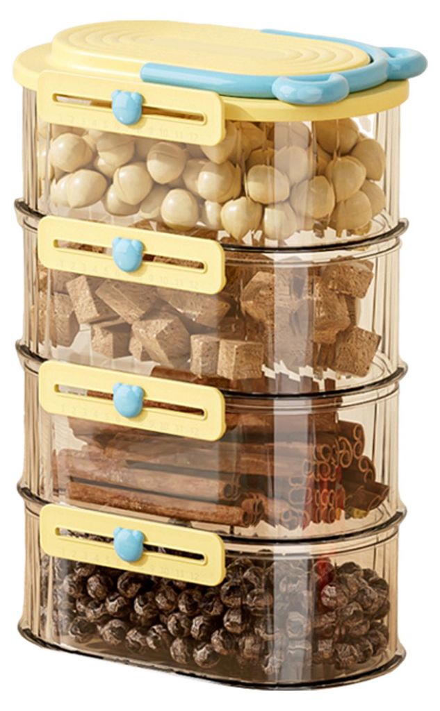 3/4/5-teiliges Set stapelbarer Gewürzboxen mit versiegelten Gläsern, kompaktes Design, transparente Gewürzbehälter, Schubladenorganizer