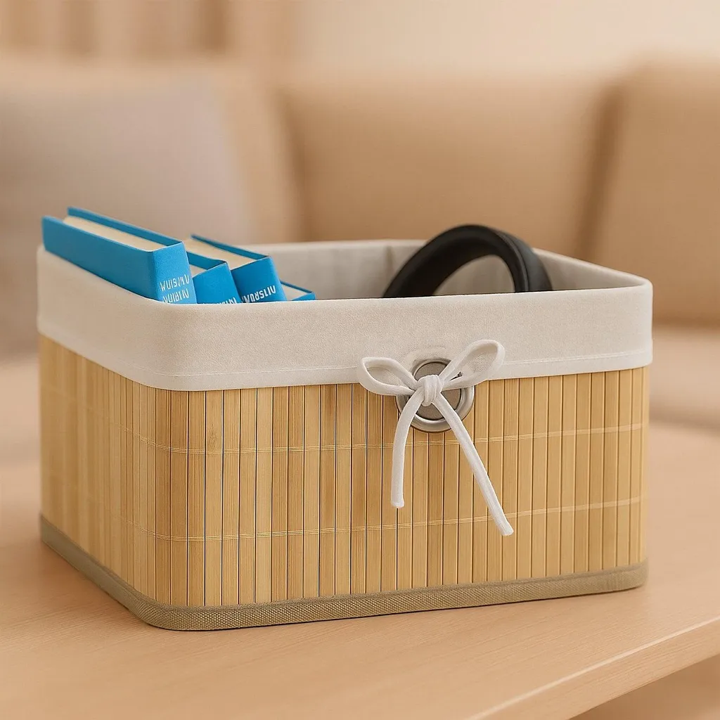 Paniers de Rangement en Bambou pour Organiser Bureau et Salle de Bain