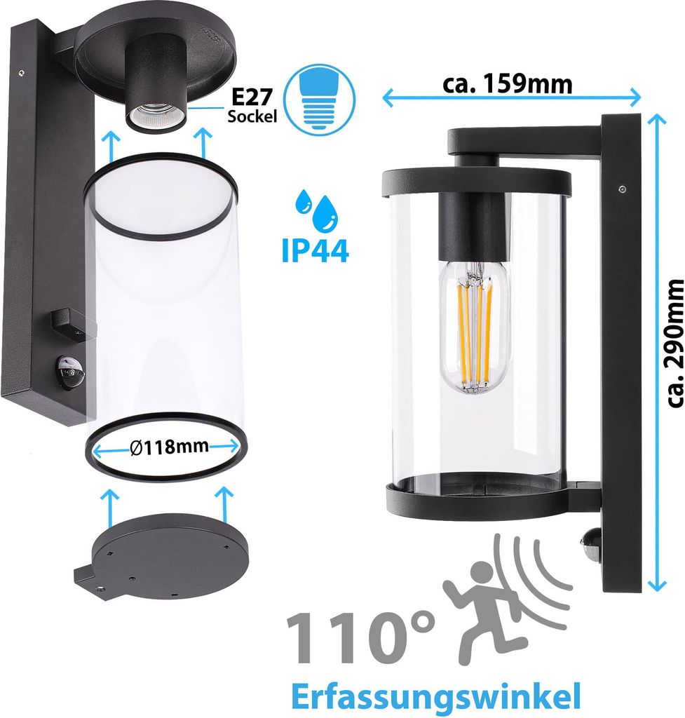 Außenwandleuchte Wandlampe Außenleuchte E27 mit Produktbild 6