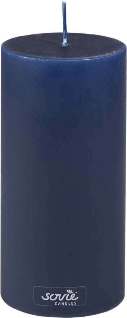 Sovie CANDLES Stumpenkerze in Dunkelblau Ø 70 mm x H 150 mm, Brenndauer ca. 82 Std. - 12 Stück