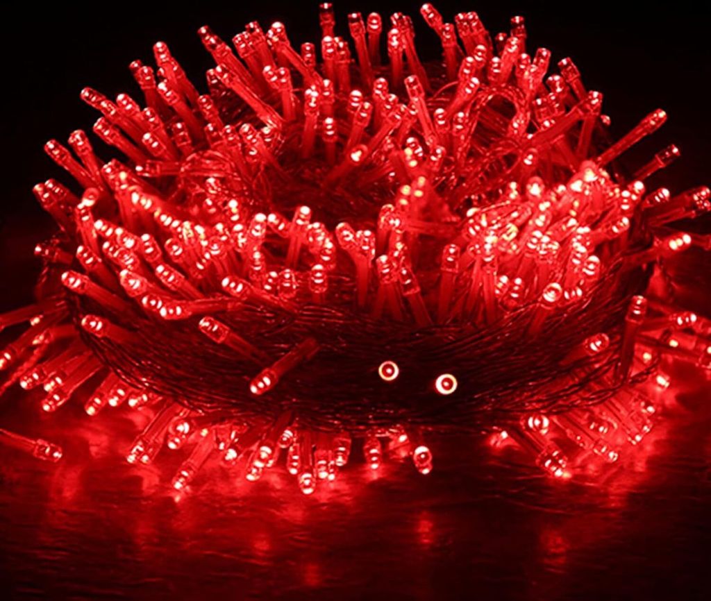 Lichterkette 50m 500 LED 8 Lichtmodi Innen Weihnachten Hochzeit Party Garten Deko, Rot
