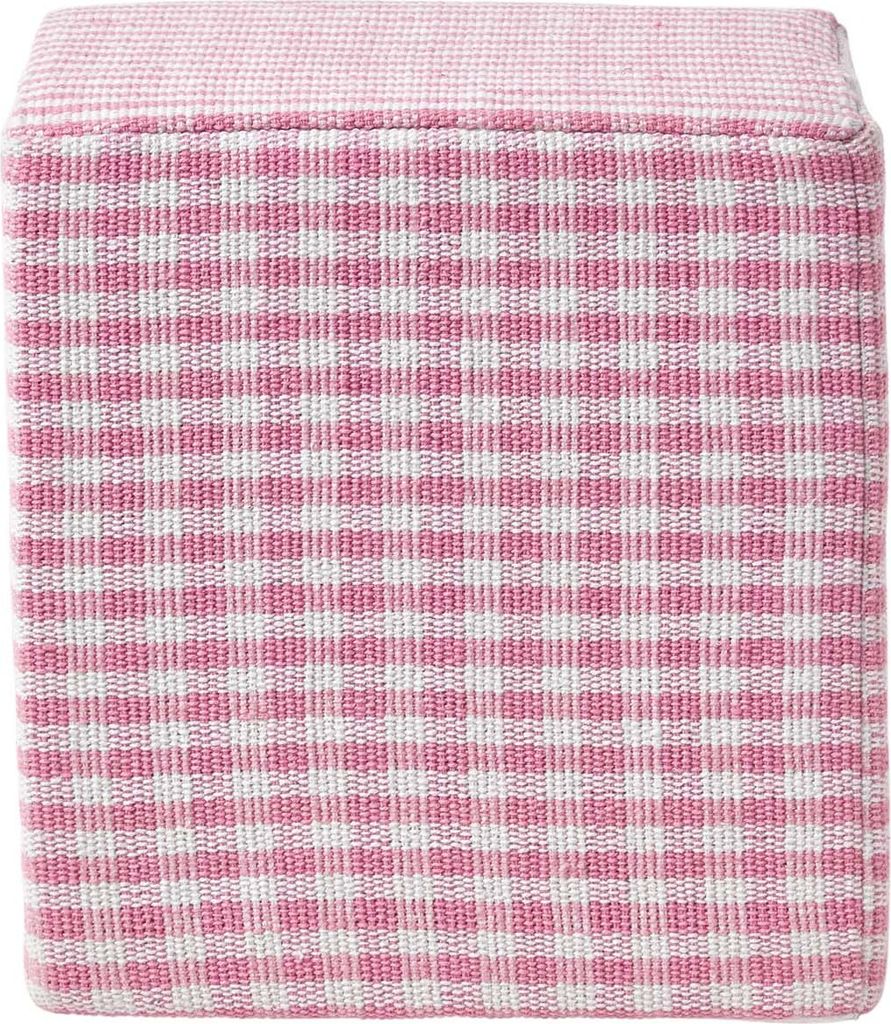 HOMESCAPES Vichy-Karo Pouf rosa-weiß – Sitzwürfel, 36x38 cm Produktbild 
