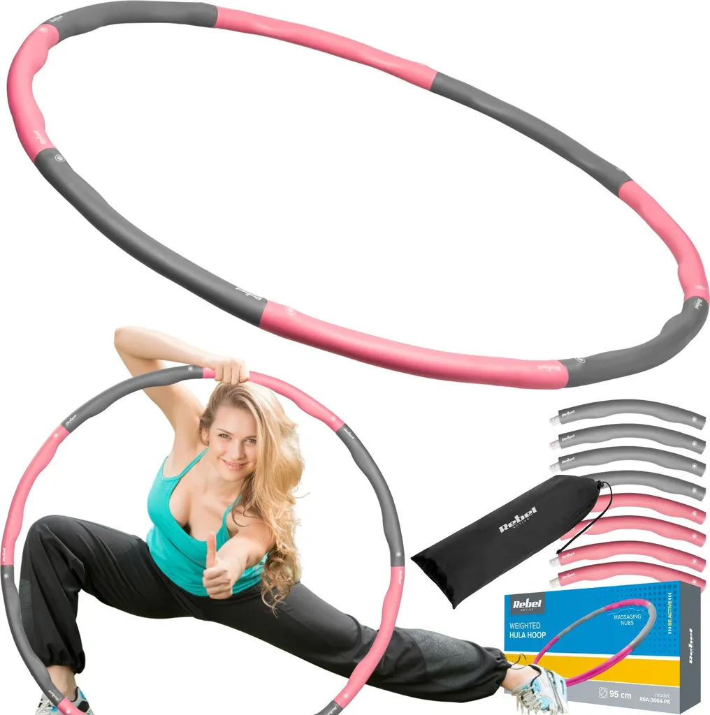 Cerceau de fitness massant Rebel Active hula hoop sport réglable violet