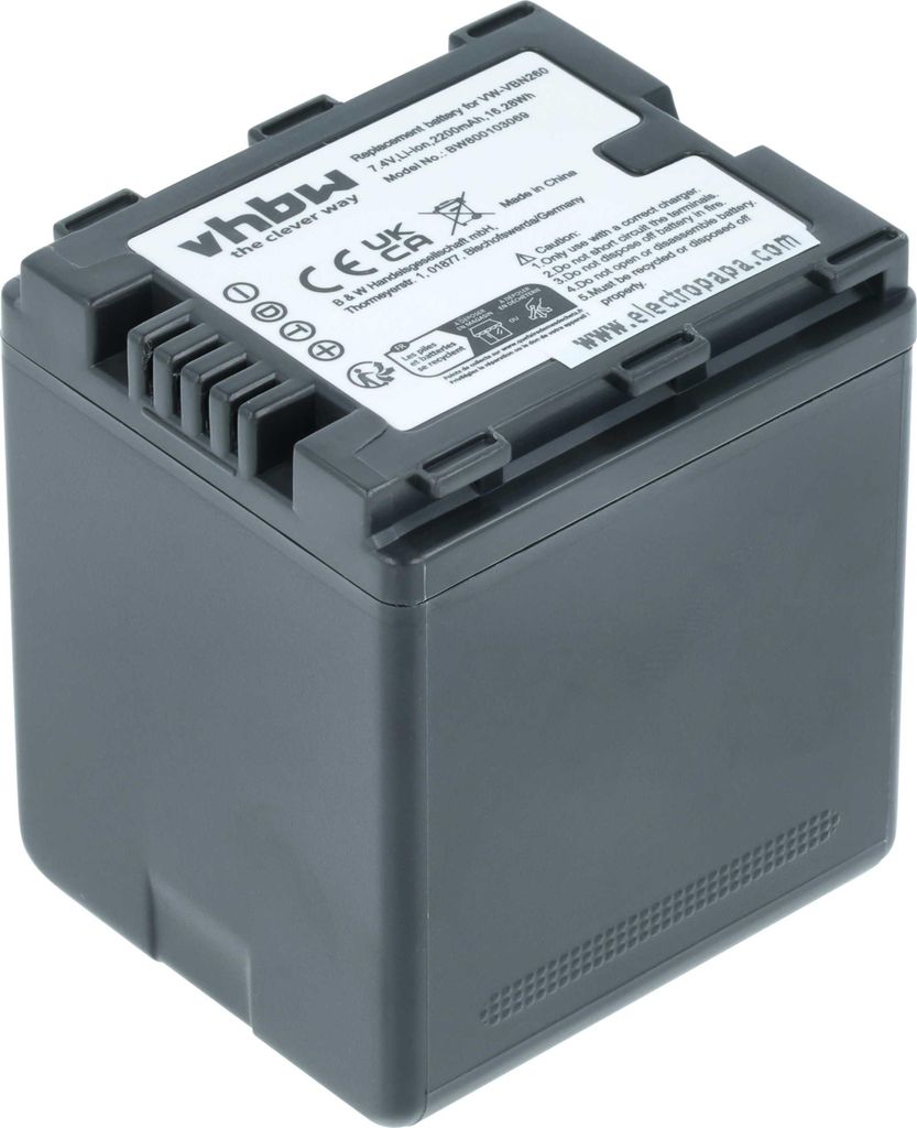 vhbw Akku kompatibel mit Panasonic HC-X900M, HC-X900, HC-X909, HC-X800 Videokamera Camcorder (2200 mAh, 7,2 V, Li-Ion) + Infochip