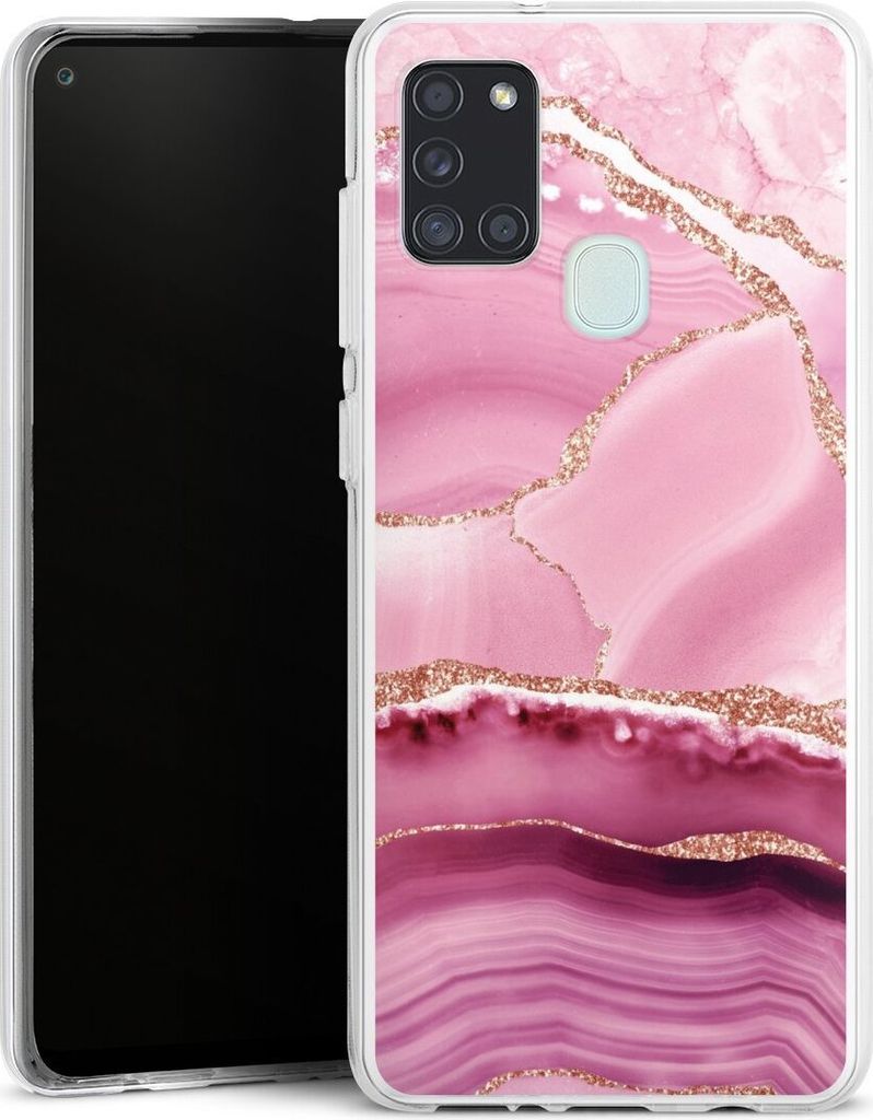 DeinDesign Handyhülle für Samsung Galaxy A21s Silikon Hülle Case Smartphone Schutzhülle Glitzer Look Marmor Meerjungfrau