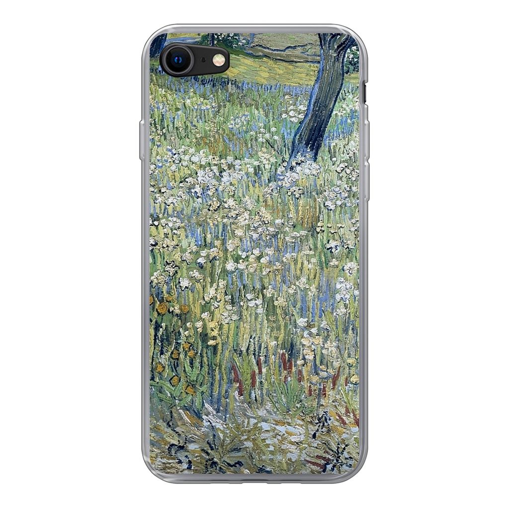 MuchoWow Handyhülle Schutzhülle Hülle für iPhone 8 Baumstämme im Gras - Vincent van Gogh Silikon Softcase Handy Hülle - Schutzhaube