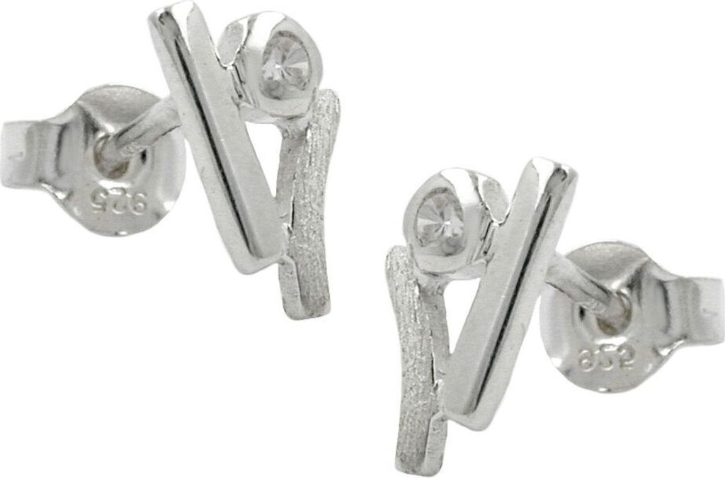 Stecker Ohrstecker aus 925 Silber matt - glänzend mit Zirkonia für Damen