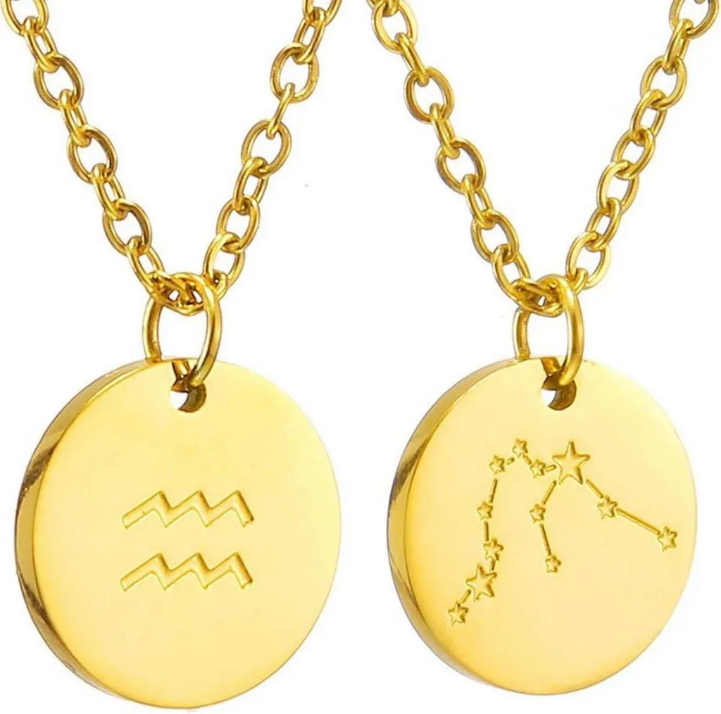 Pendentif Verseau en acier inoxydable doré anti-ternissement durable
