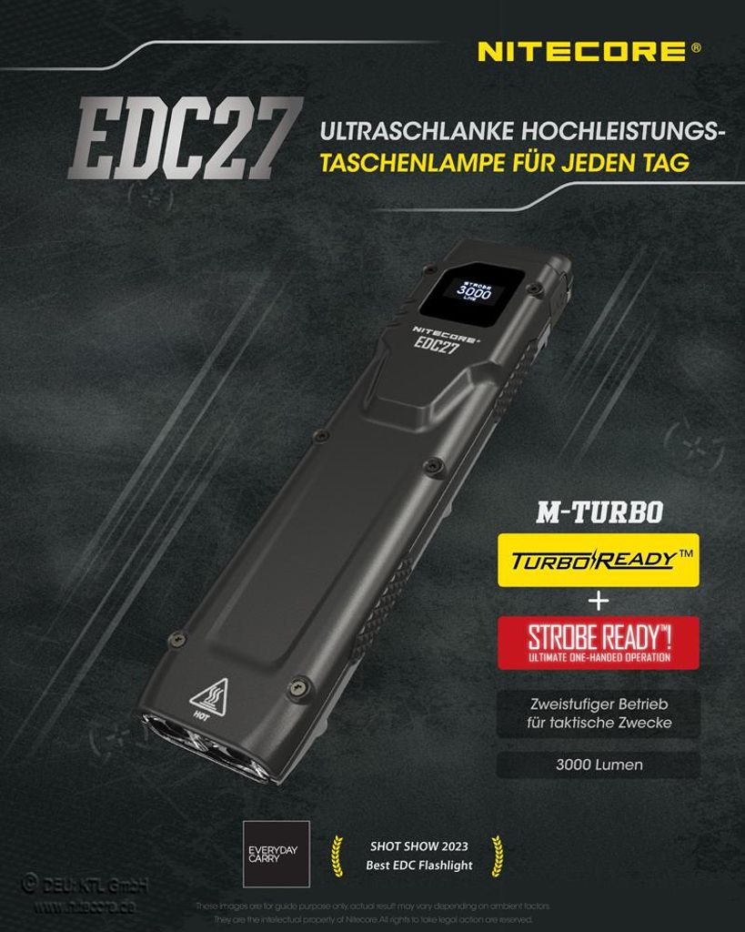 Latarka LED Nitecore EDC27, do 3000 lumenów Zdjęcie produktu 