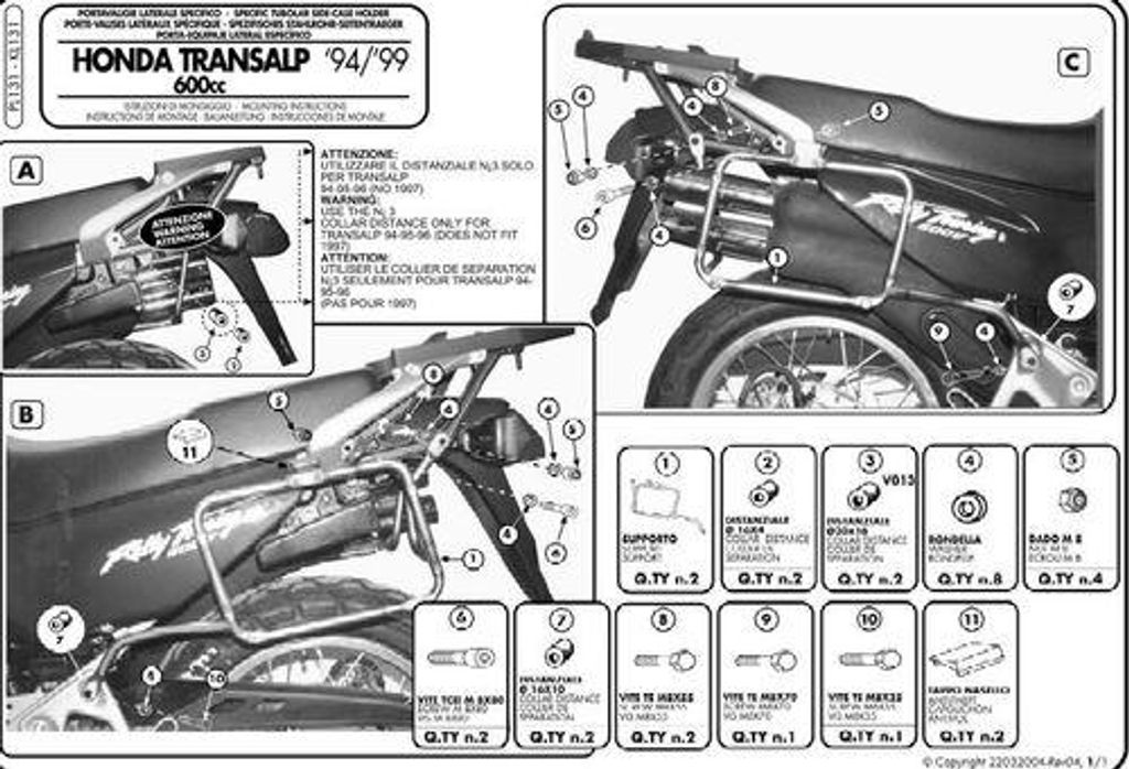 Nosič bočného kufra Kappa Hon Xl650V 94-99 Obrázok produktu 
