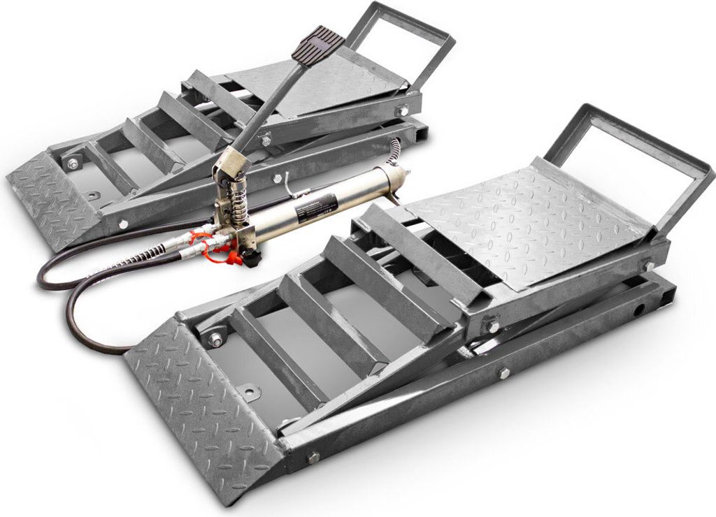 Bituxx 2 Auffahrrampen mit hydraulischem Wagenheber Grau Produktbild 