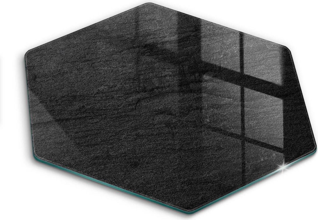 Glasschneideplatte - Herdabdeckplatte - Hexagon 40 cm -Schneidebrett - Spritzschutz - Fels Textur